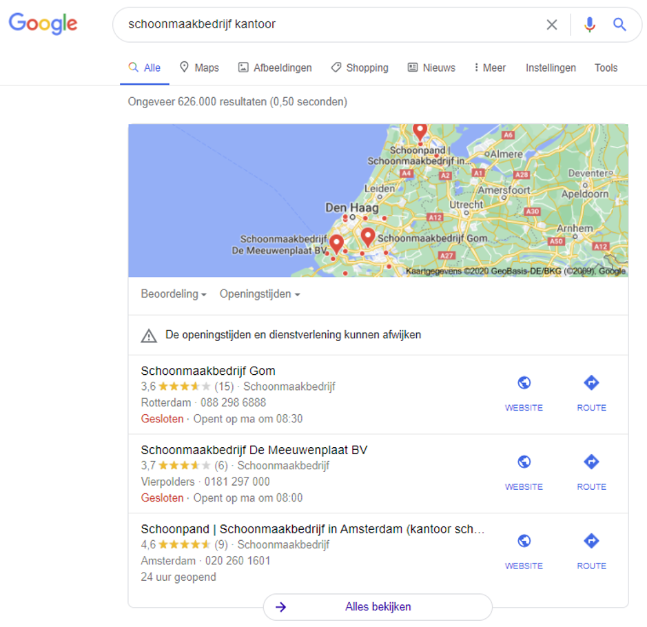 Screenshot google resultaat